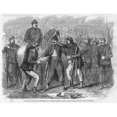 ITALIEN Suche nach neapolitanischen Gefangenen in St. Angelo - antiker Druck 1860