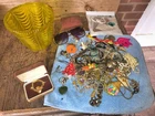 Estate Salvage Lot Costume Jewelry Antique Vintage w/Issues Rhinestones pins+