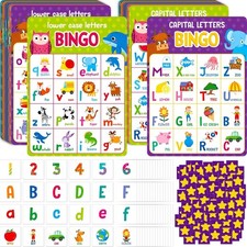 Alphabet  Numbers Bingo Game, Upper/Lowercase Letters, 52 First Words  20 N...