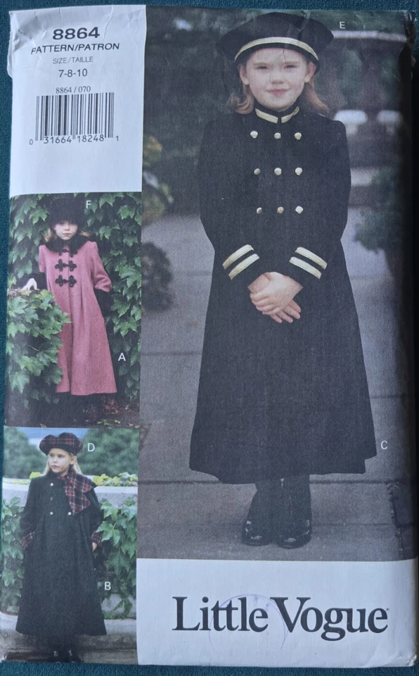 1980s Double Breasted Overcoat Tailored Coat Beret Vogue 8864 Sewing Pattern - Image 2 of 3