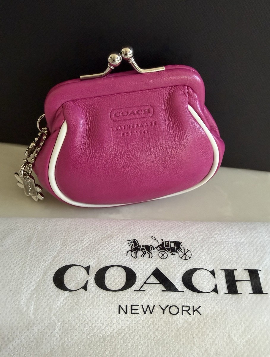 COACH PINK LEATHER MINI KISSLOCK COIN PURSE BAG CHARM FOB | eBay