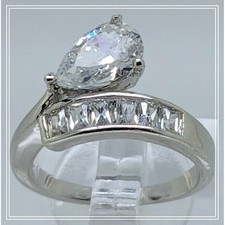 2.4CT Vintage Gold Plated Pear Radiant Cut Sim Diamond CZ Engagement Ring Size 6