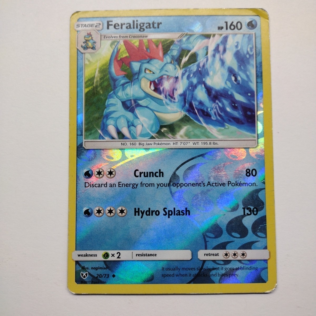 Pokemon Card Feraligatr Shining Legends Reverse Holo 20/73 MP