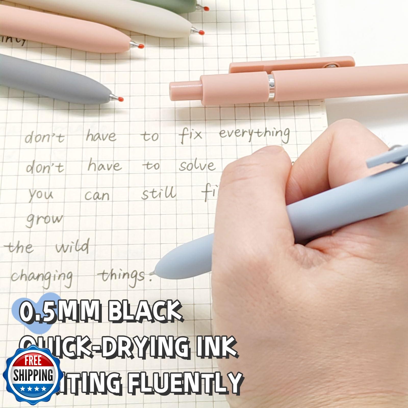 UIXJODO Gel Pens, 5 Pcs 0.5mm Black Ink Pens Fine Point Smooth Writing Pens, 