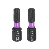 "2Stk T27 Torx Schraubendreher Bit 1/4\" Sechskantschaft 1\" LäNge 6-Punkt S2 Stahl"