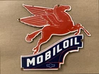 VINTAGE 10.5x12" MOBILOIL MOBILGAS PEGASUS GASOLINE PORCELAIN MOTOR OIL GAS SIGN