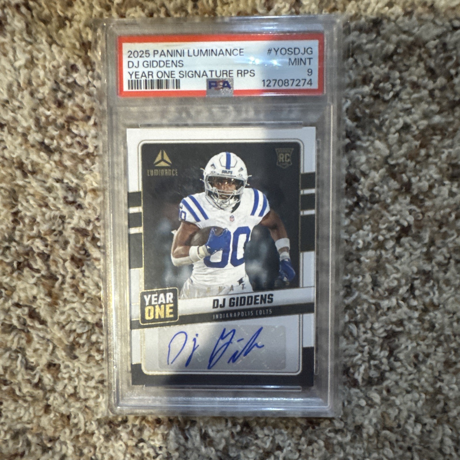 DJ Giddens Panini Luminance Year One Signatures Rps #YOSDJG Base