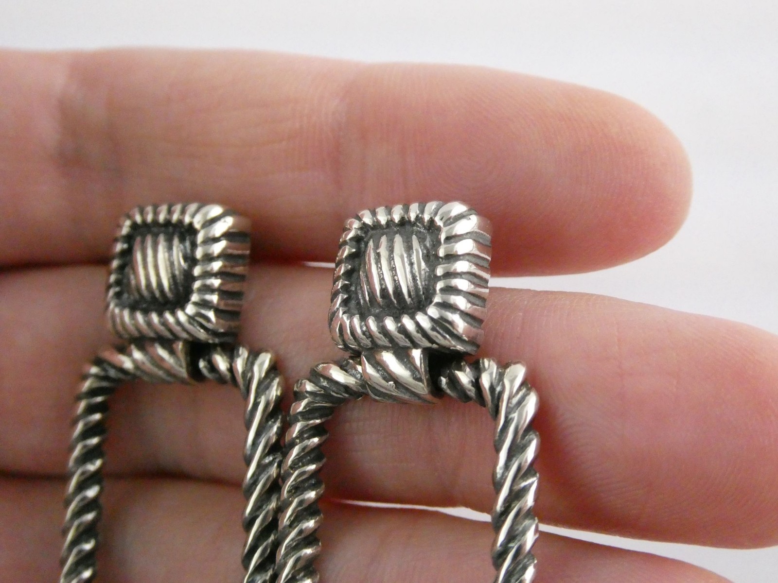 Sterling Silver Rectangular Door Knocker Earrings… - image 17