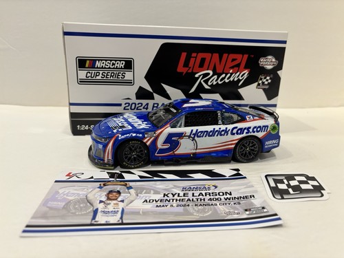 KYLE LARSON & DANIELS .. signed 2024 .. HENDRICK CARS .. KANSAS WIN .. 1/24 CAR