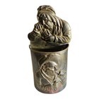 Antique Brass Match Safe Holder With Snorting Snuff