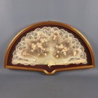 Vitrine Avec Eventail Thème Fleurs Peinte à la Main Cadre Bois Verre Vintage 60