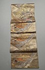 Luxury Japanese Kimono Fabric Silk Sash Belt, Fukuro Obi Hiogi Landscape Peacock — photo 2