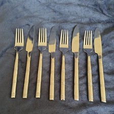 4x Stellar Canterbury / Bamboo Cutlery Stainless Steel Dinner Knives & Forks 