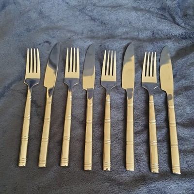4x Stellar Canterbury / Bambus Besteck Edelstahl Tafelmesser & Gabeln 
