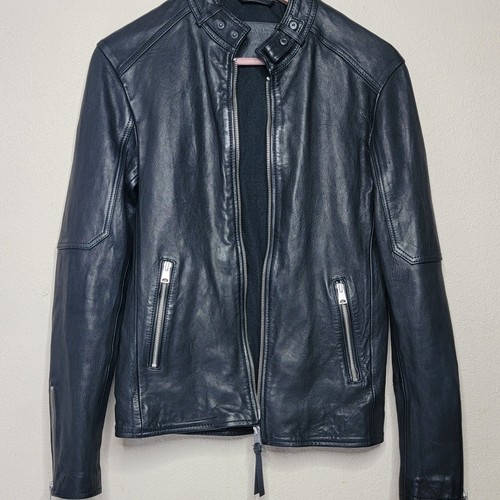 AllSaints Men's Cora Black Leather Jacket Men’s Size X-Small XS