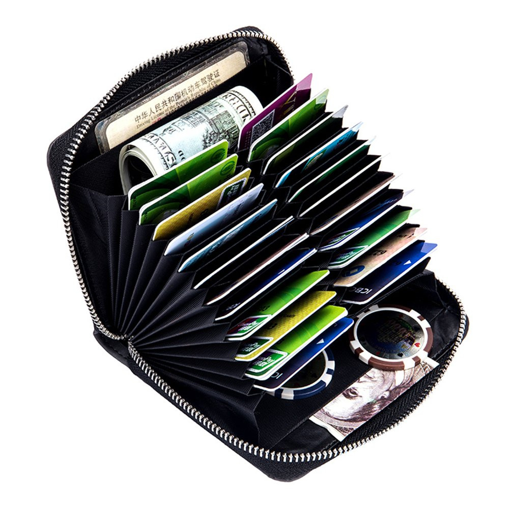 RFID Blocking Leather 24-Slot Credit Card Wallet Organizer