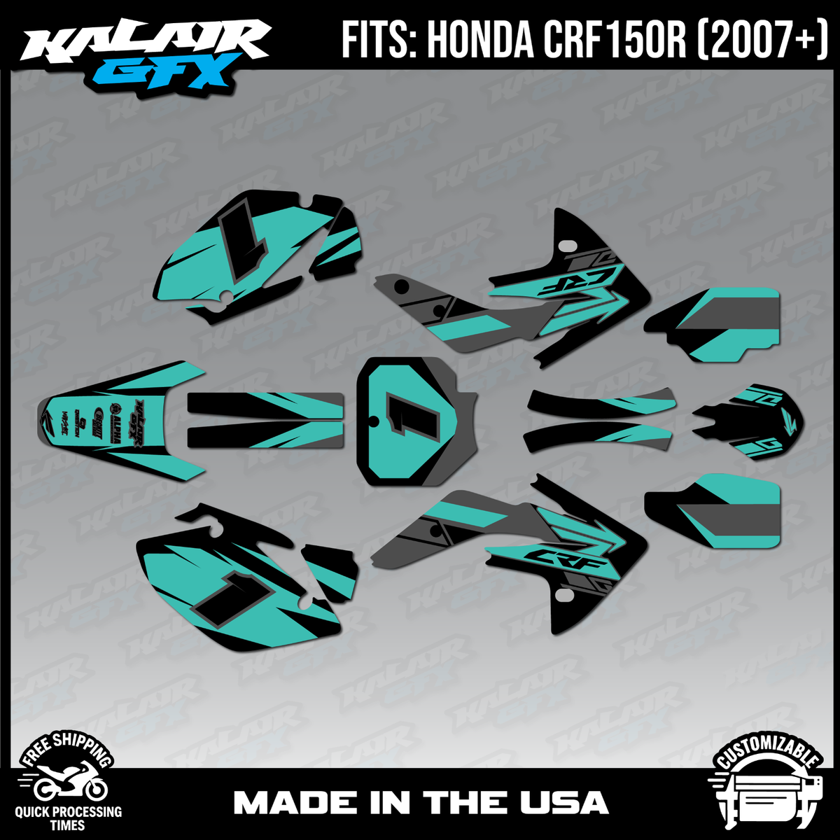 Graphics Kit for Honda CRF150R (2007-2023) CRF 150R Blazing-Teal