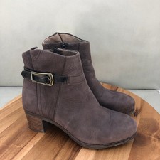 Dansko Harley Nubuck Leather Ankle Boots Buckle Zipper Block Heel Size 39 / 9