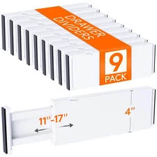 Lifewit 9 Pack Drawer Dividers 4" High, 11-17" Adjustable Drawer Organizers