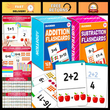 Math Flash Cards Set for Kids Ages 4-8 - 338 Jumbo Addition  Subtraction Cards,