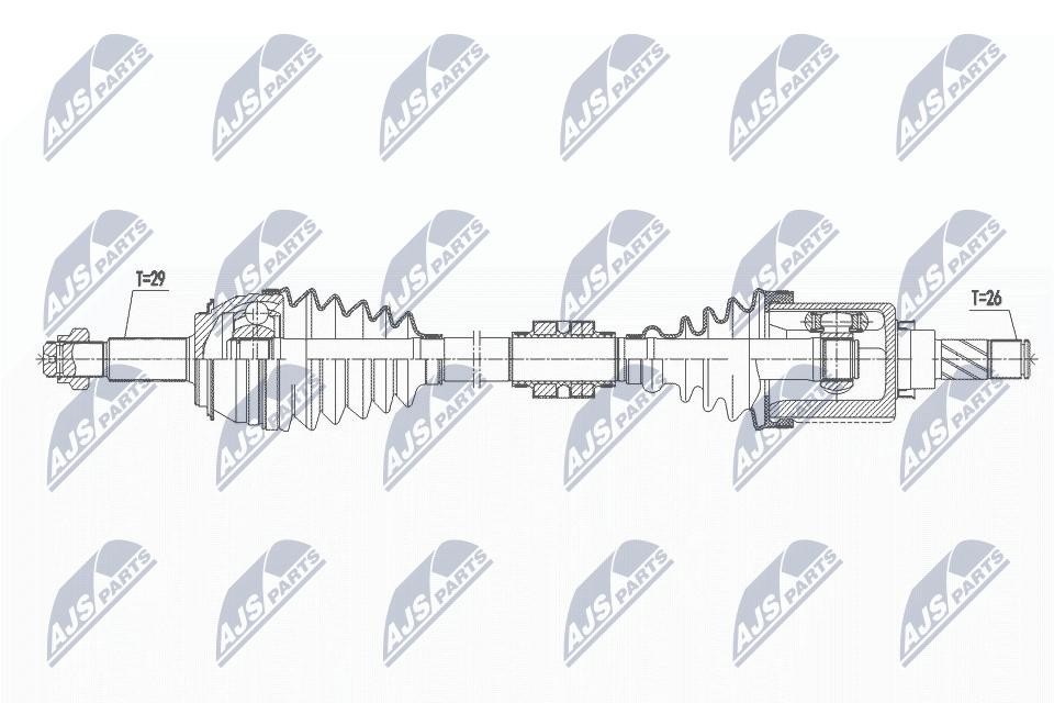 NTY Drive Shaft NPW-NS-072 For Nissan Left Front 699 mm 26/29 Teeth
