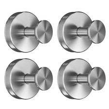Silver Shower Hooks - 4 Pcs Suction Cup Hooks for Shower, Kitchen, Glass Door, M