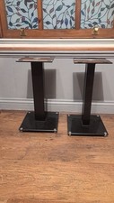 Speaker Stands x2 Black Glass Pair Surround Sound Pillar Music Speakers Platform