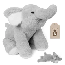 5 lbs 24" Weighted Elephant Stuffed Animals Gray, Giant Elephant Plush Pillow...
