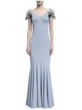 Dolce & Gabbana Dress Hydrangea Embellished Cap Sleeve Gown 44IT