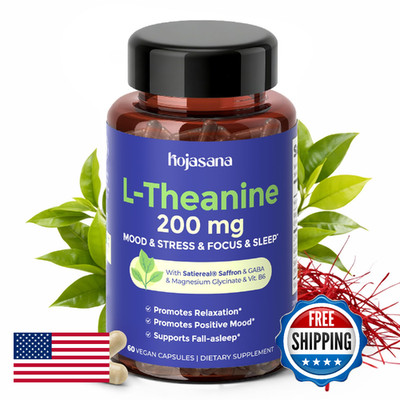 L-Theanine 200mg, Satiereal Saffron, GABA, Magnesium, B6 Stress & Mood Support