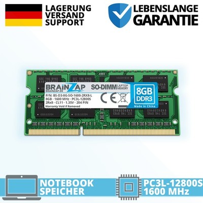 8GB DDR3 RAM SO-DIMM PC3L-12800S 2Rx8 1600 MHz 1.35V Notebook Laptop Speicher