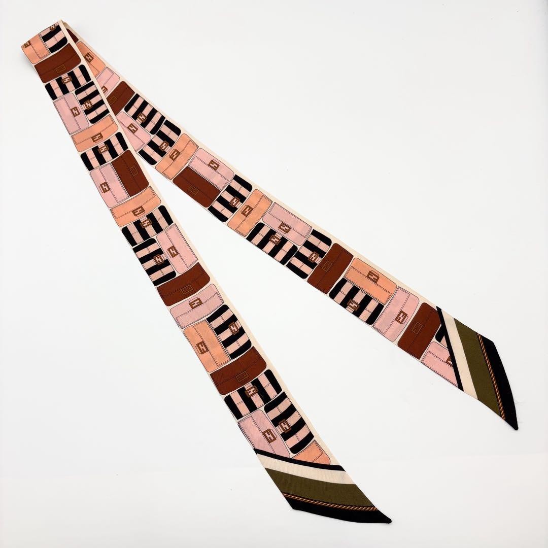 FENDI Rappy 100% Silk Scarf　120cm*5cm thumbnail 2