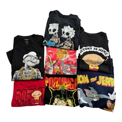 Resale Lot Of 7 T-Shirts TV Shows Cartoon Movies Simpsons Family Guy Dragon Ball