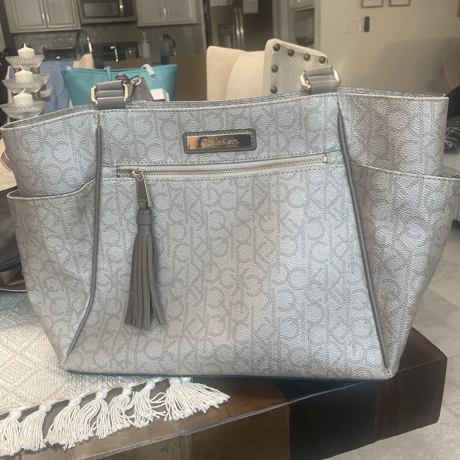 Calvin-Klein Women's Brown Monogram Bag