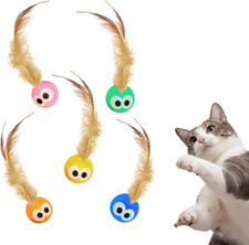 Interactive Bouncy Ball Set with Natural Feathers for Indoor Cats and Kittens