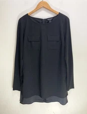 Women’s Tunic Top Size 10 Medium Black Long Sleeve Blouse