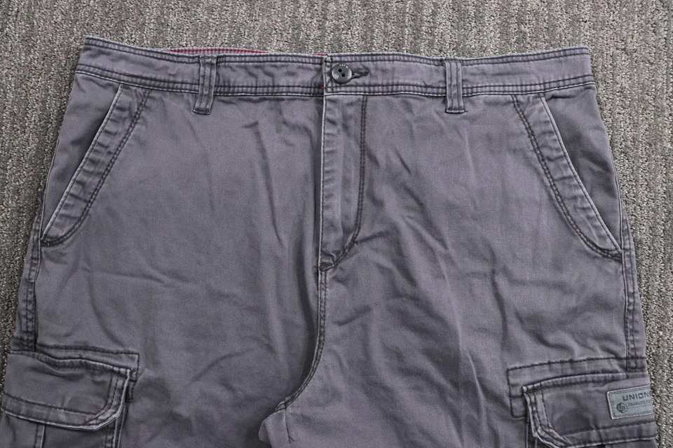 Pantalones Cortos Carga Sueltos Y2K Unionbay Para Hombre 42x10 Pierna Ancha Patinador Grunge Gris Utilitario Foto 2 de 4