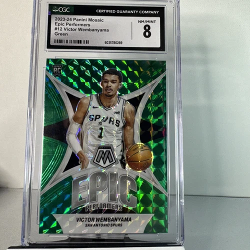 Victor Wembanyama 23-24 Mosaic Rookie Epic Performers Green #12 CGC 8 Spurs