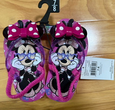 DISNEY JUNIOR Minnie Mouse Pink Flip Flop Sandals Sz 7-8 Toddler/Little Girl NEW