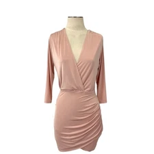 NEW Lovers and Friends Love Happy Pink Surplice Dress Size Medium