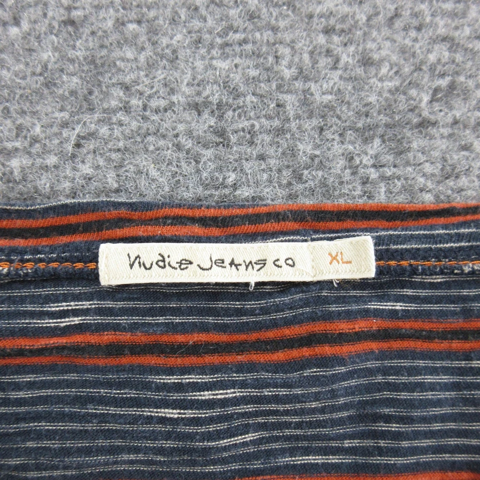 Camisa Nudie Jeans Co Para Hombres XL Gris Rayas Manga Larga Cuello Redondo Algodón Comercio Justo Foto 4 de 4