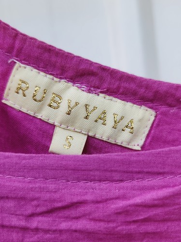 RUBY YAYA Carly Maxi Dress SIZE S Fuschia Tiered Pockets 100% Cotton RYY EUC - Picture 9 of 13