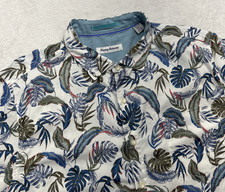 Tommy Bahama Short Sleeve Button Up Shirt Mens XL White Hawaiian Palm 🌺  