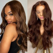 Brown Wig Human Hair Body Wave 13x6 HD Lace Front Wig Human Hair 200 Density Rea