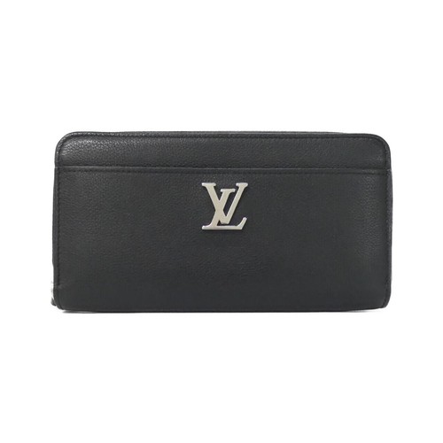 Louis Vuitton Zippy Lockme Calfskin Long Wallet Women Black One Size