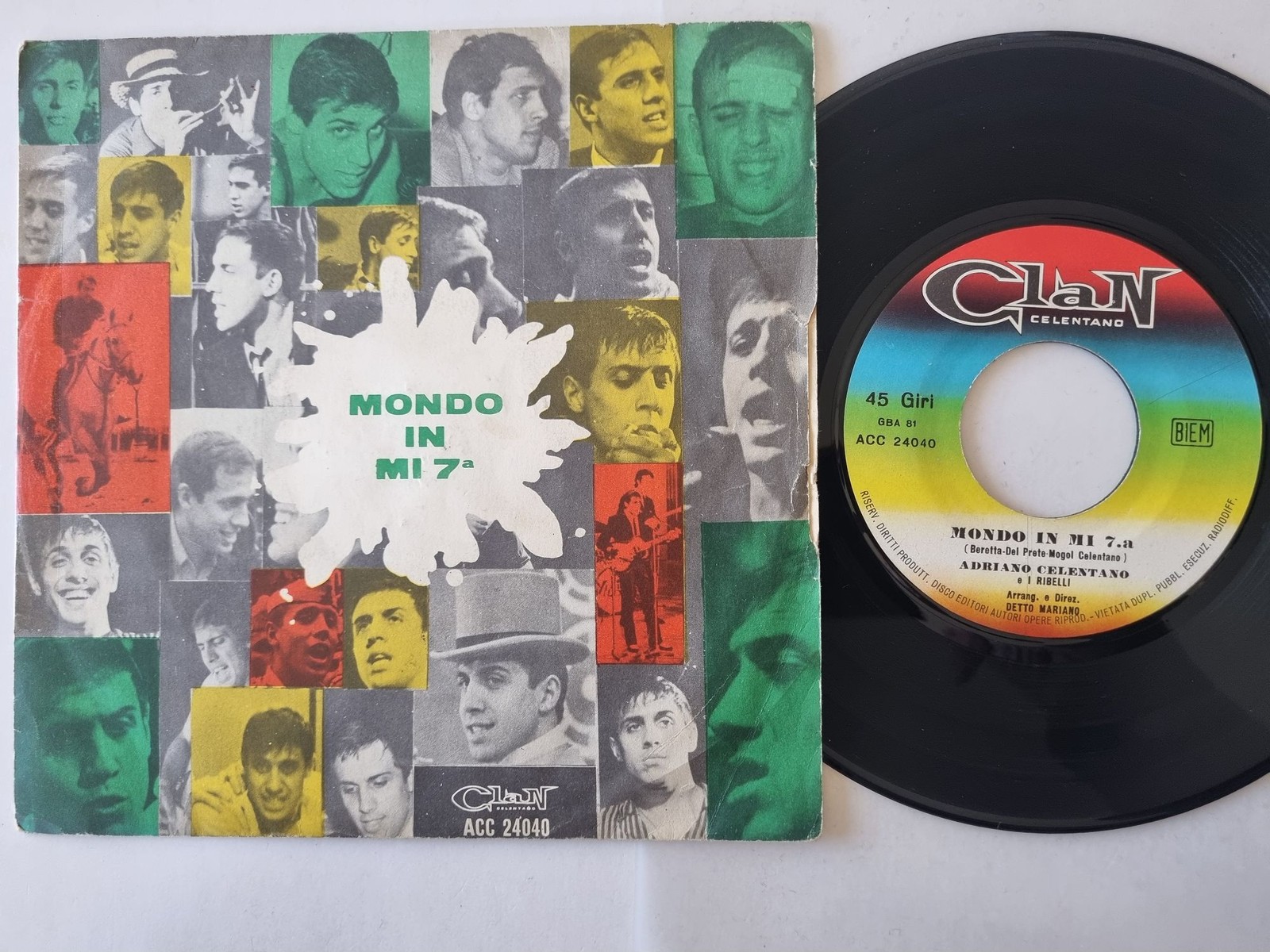 Adriano Celentano - Mondo In Mi 7a/ Una Festa Sui Prati 7'' Vinyl Italy