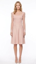 Red Valentino Spa Knit Dress with Sheer Sleeves, Blush Pink, Womens Size Large
