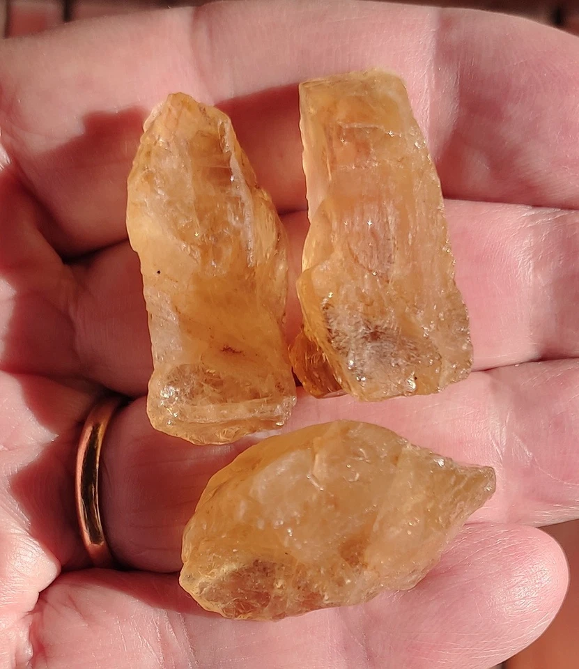 CITRINE, brute 100% naturelle couleur miel, lot de 3 = 33 g. minéraux Brésil - Immagine 3 di 4