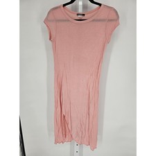 Cleo Women's Pink Rayon Blend Hi-Low Short Sleeve T-Shirt Dress Size L