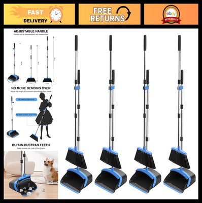 Adjustable 52'' Broom & Dustpan Set with Teeth for Hair, Home & Office Cleaning -